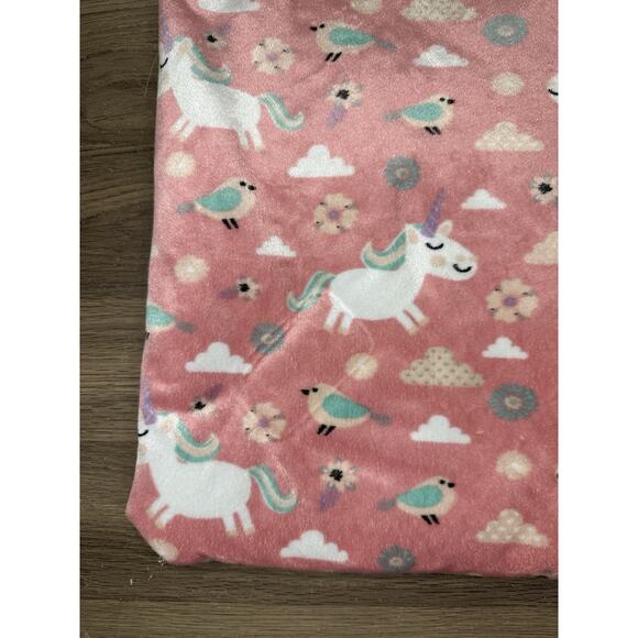 SL Home Fashions Baby Blanket Pink Unicorn Bird Flowers Green Back S.L. Floral - Picture 6 of 7